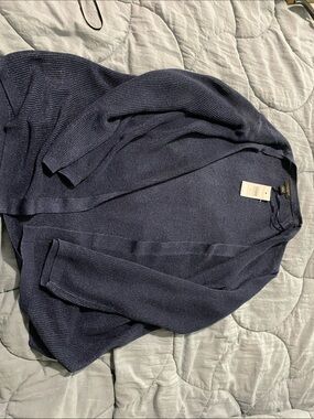Ann Taylor Men's Navy Open-Front Knit Cardigan